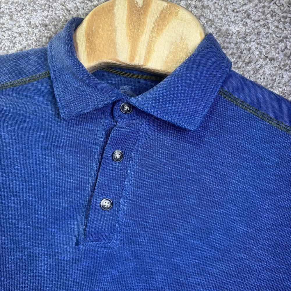 Tommy Bahama Polo Shirt Mens Large Blue Tencel Lyocell Blend Tagless Knit Casual